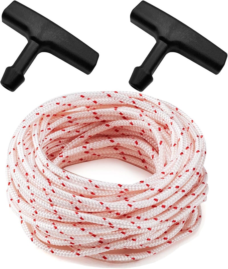 RayTour Recoil Starter Pull Handle Starter Rope Kit - 2 Black Handles 10m 3.5mm Starter Cord - Compatible with Stihl Homelite, Craftsman Poulan for Chainsaws Lawn Mowers Trimmers Generators - Image 1